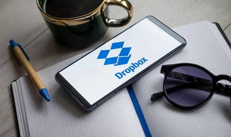photo of a phone with dropbox on it